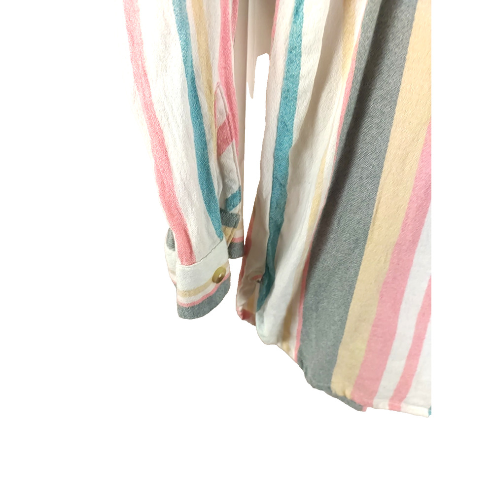 B K E Eased Women's Long Sleeve Pullover Striped Shirt Size Small Pink Blue - Picture 2 of 8